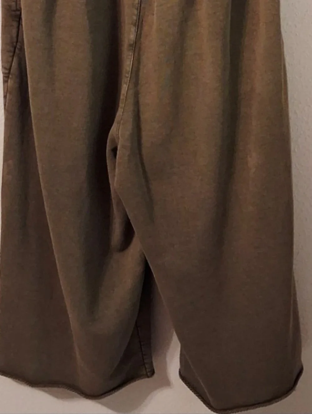 Free People Intimatley Olive Oversized Hoodie Jumpsuit Size XS Wide Leg Raw Edge